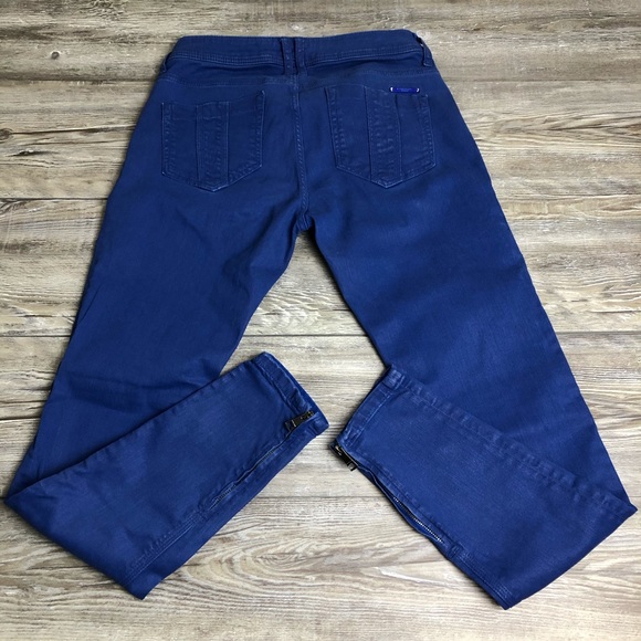 Burberry Brit Bayswater skinny jeans size 28 zip ankle Cobalt Blue - Picture 2 of 12